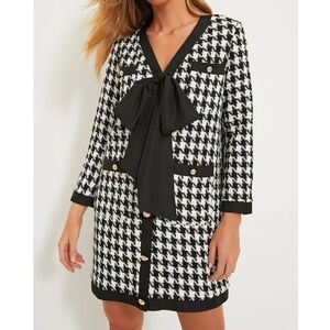 Tuckernuck Pomander Place Houndstooth Tweed Bow Dress